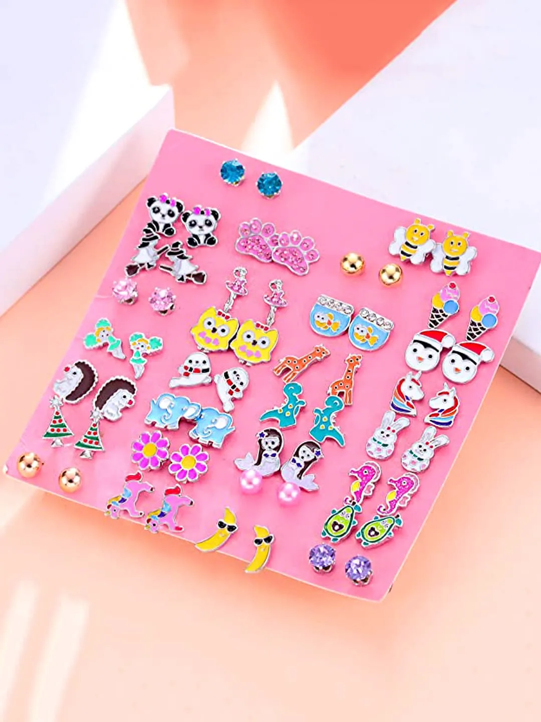 Melbees by Yellow Chimes Stud Earrings for Girls Combo of 30 Pairs Studs Earrings Cute Characters Multicolor Stud Earrings Set for Kids and Girls.