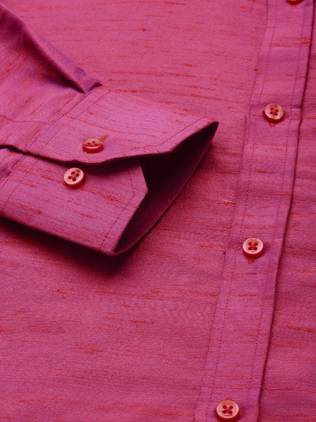 Men's Purple And White Raw Silk Shirt And Mundu - Vastramay