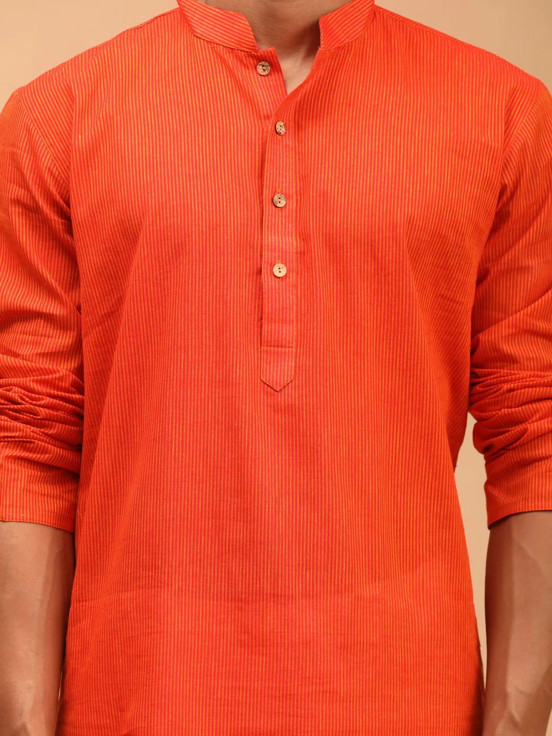 Men's Red Pure Cotton Kurta Pyjama Set - Vastramay