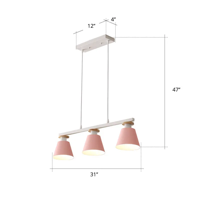 Metal 3-Light Island Pendant for Dining Room: Trifle Cup Design with Macaron Colors