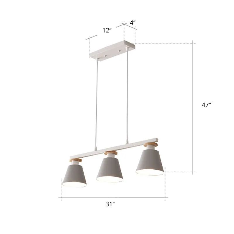 Metal 3-Light Island Pendant for Dining Room: Trifle Cup Design with Macaron Colors