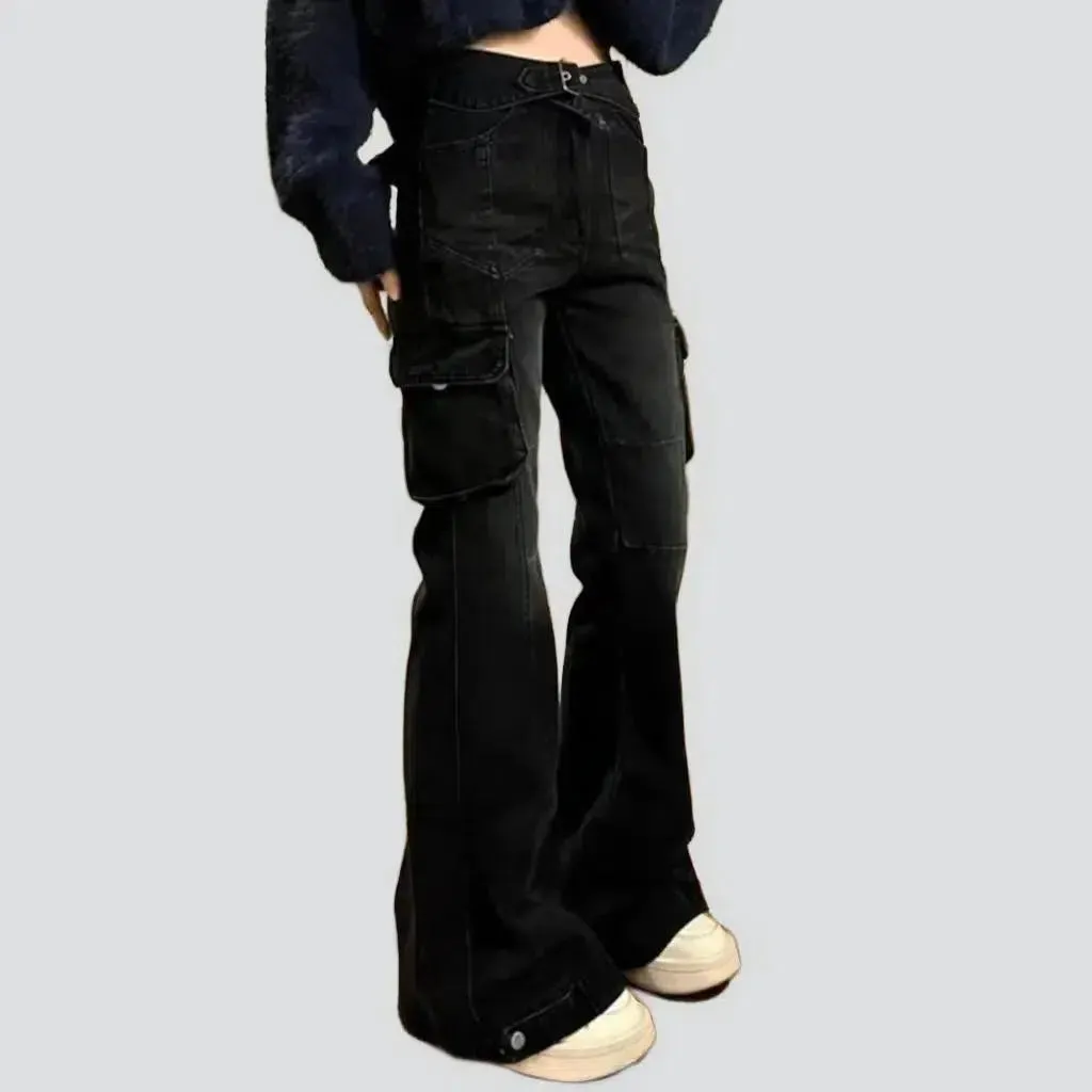 Mid-waist women's floor-length jeans