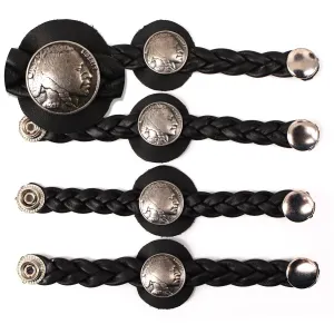 Milwaukee Leather Native American Medallion Vest Extender w/ Genuine Leather Braided Strap 6.5" Extension 4-PCS MLA6066SET