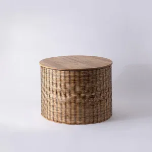 Minimal Rattan Round Drum Table | Side Table For Kitchen & Living Room