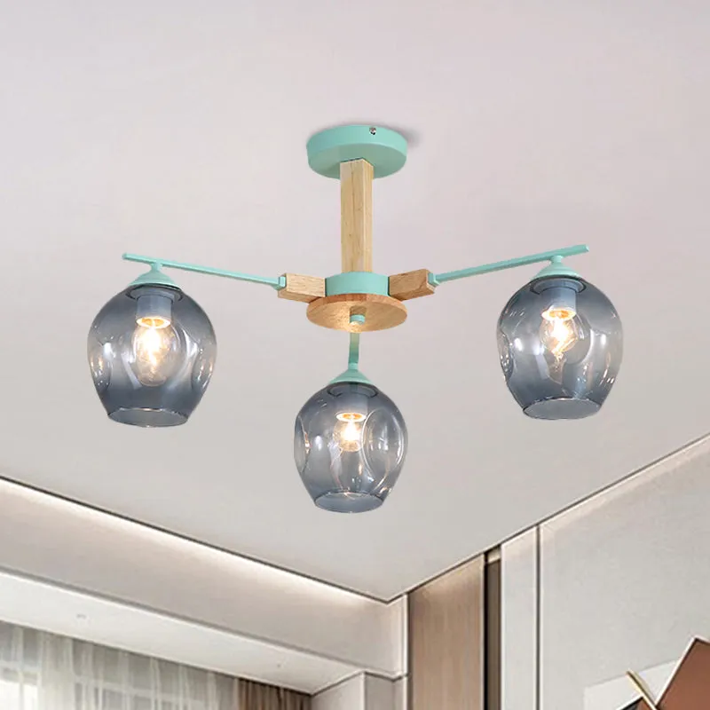 Modern Modo Pendant Chandelier - Smoke Gray Glass, 3/6 Light Fixture for Living Room