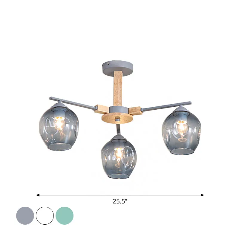 Modern Modo Pendant Chandelier - Smoke Gray Glass, 3/6 Light Fixture for Living Room