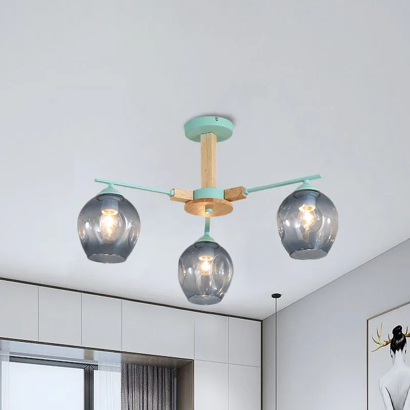 Modern Modo Pendant Chandelier - Smoke Gray Glass, 3/6 Light Fixture for Living Room