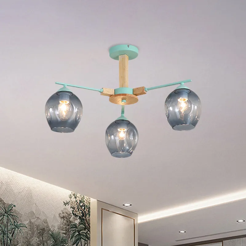 Modern Modo Pendant Chandelier - Smoke Gray Glass, 3/6 Light Fixture for Living Room