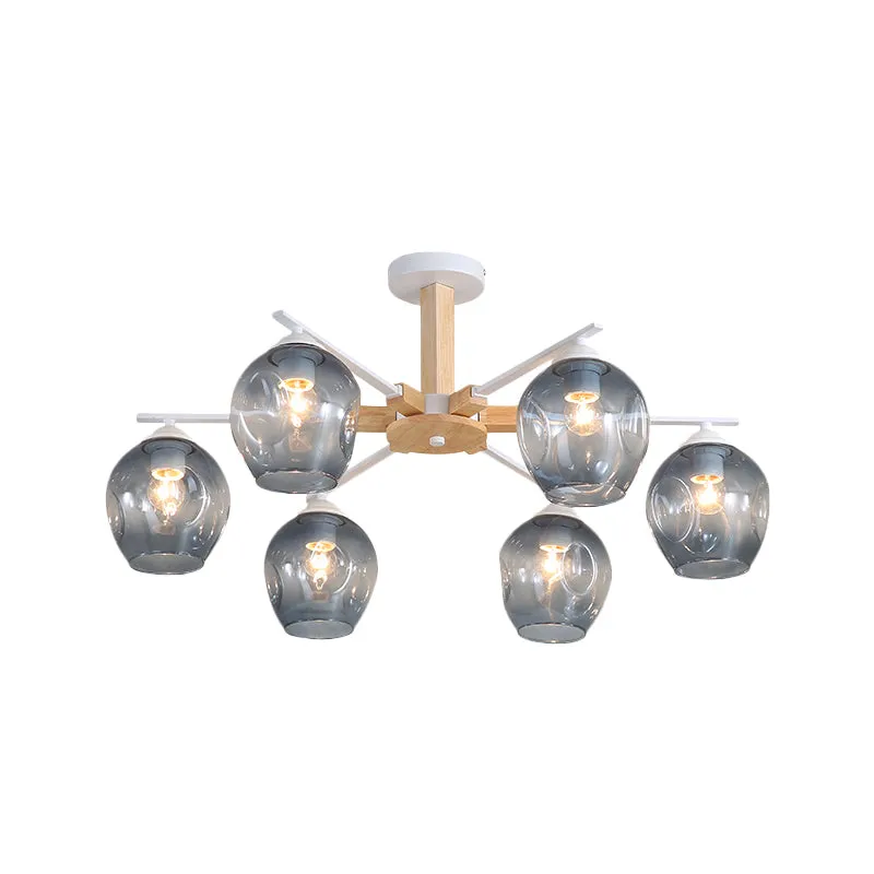 Modern Modo Pendant Chandelier - Smoke Gray Glass, 3/6 Light Fixture for Living Room