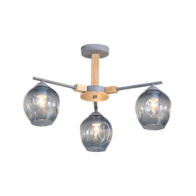 Modern Modo Pendant Chandelier - Smoke Gray Glass, 3/6 Light Fixture for Living Room