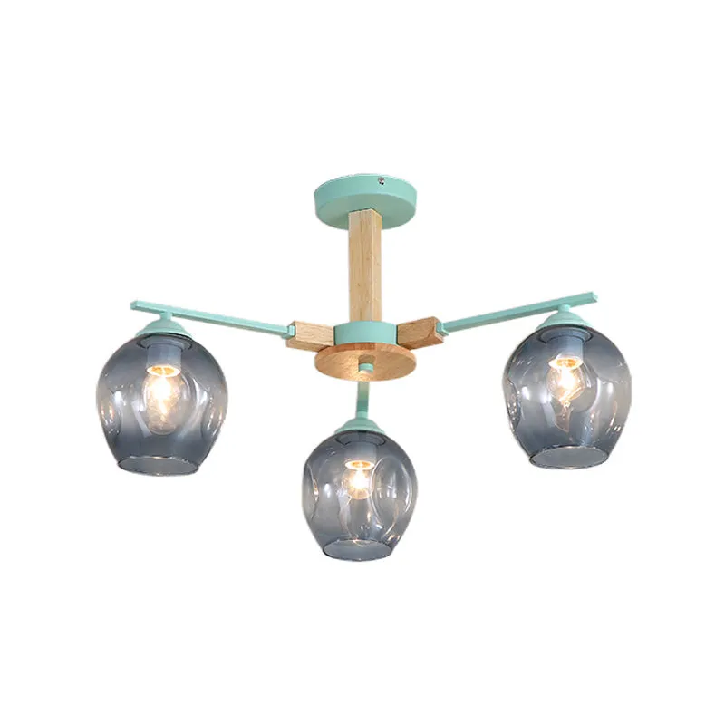 Modern Modo Pendant Chandelier - Smoke Gray Glass, 3/6 Light Fixture for Living Room