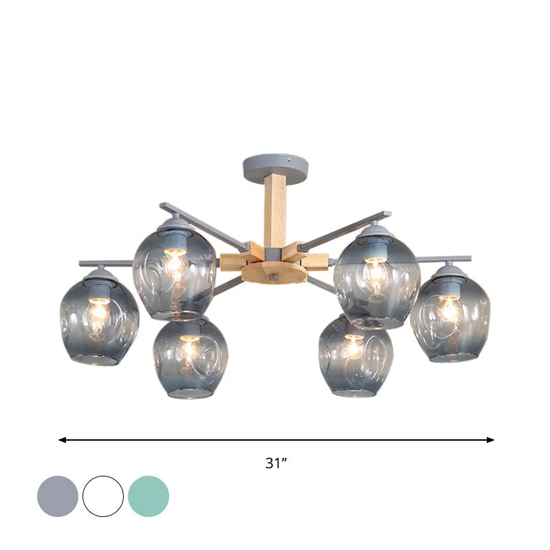 Modern Modo Pendant Chandelier - Smoke Gray Glass, 3/6 Light Fixture for Living Room