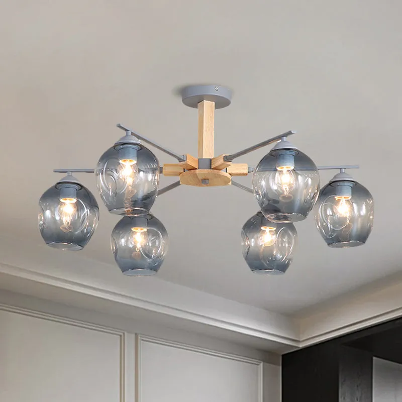 Modern Modo Pendant Chandelier - Smoke Gray Glass, 3/6 Light Fixture for Living Room