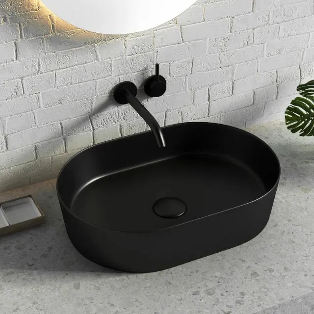 Otti Quay 500mm Oval Above Counter Basin - Matte Black