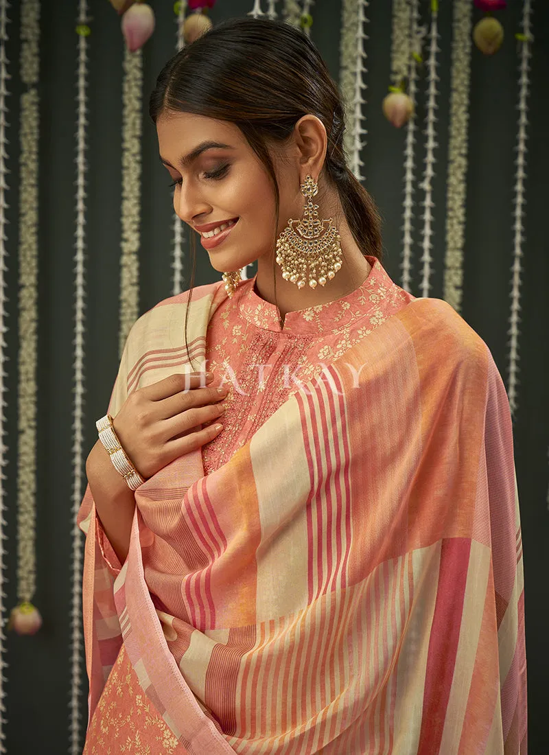 Peach Embroidered Pakistani Salwar Kameez