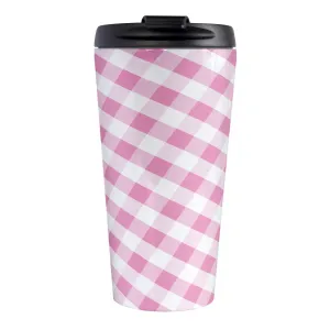 Pink Gingham Travel Mug