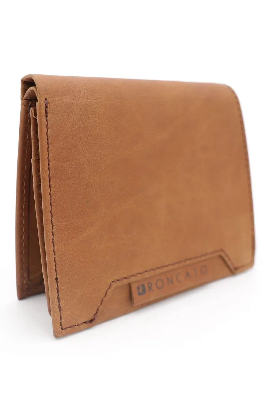 R Roncato Leather Wallet, Equipped With Spaces for Credit Cards, Documents in Card Format and Banknotes