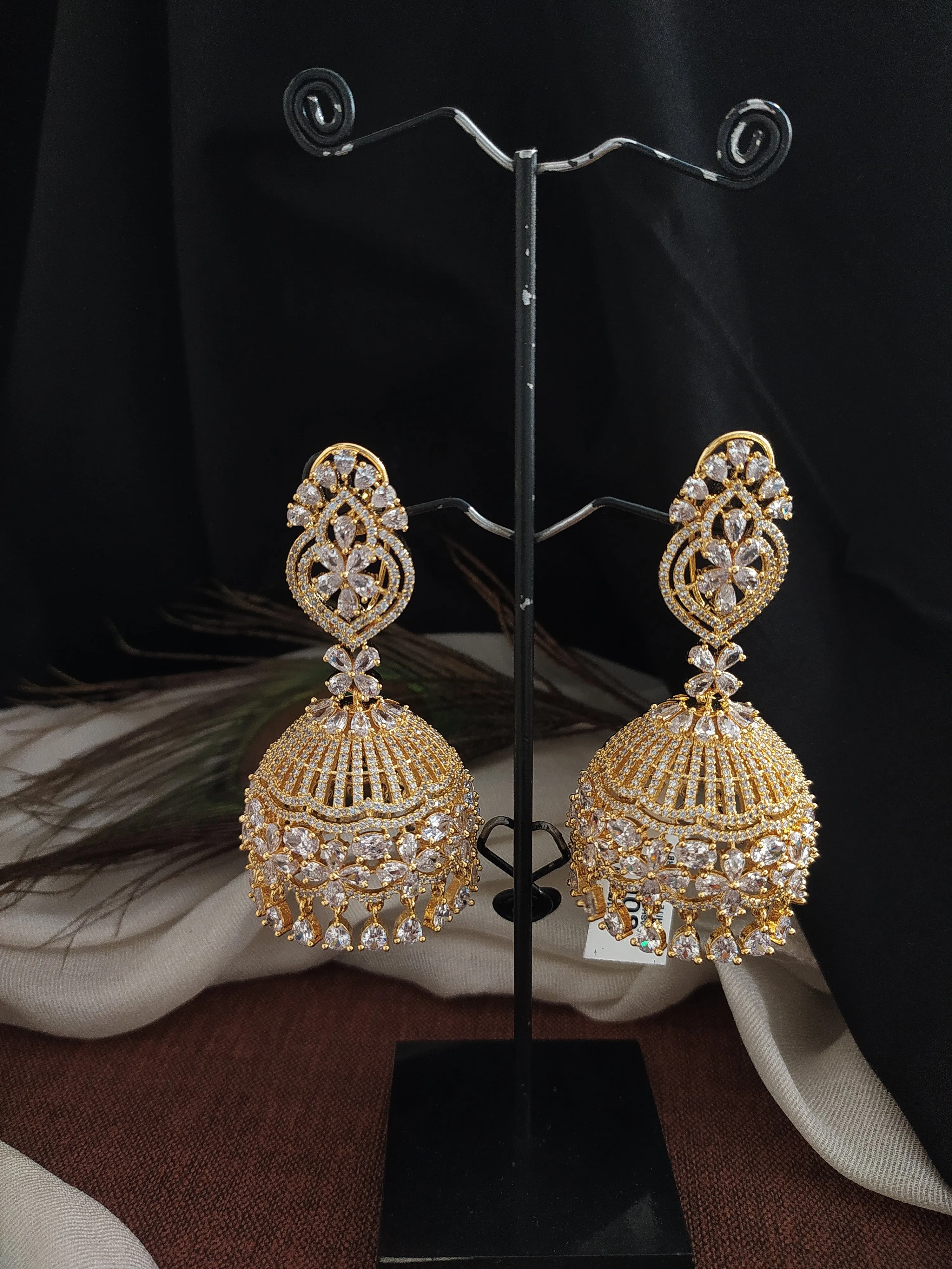 Radiant Bridal Jhumki Earrings with Zircon Stones