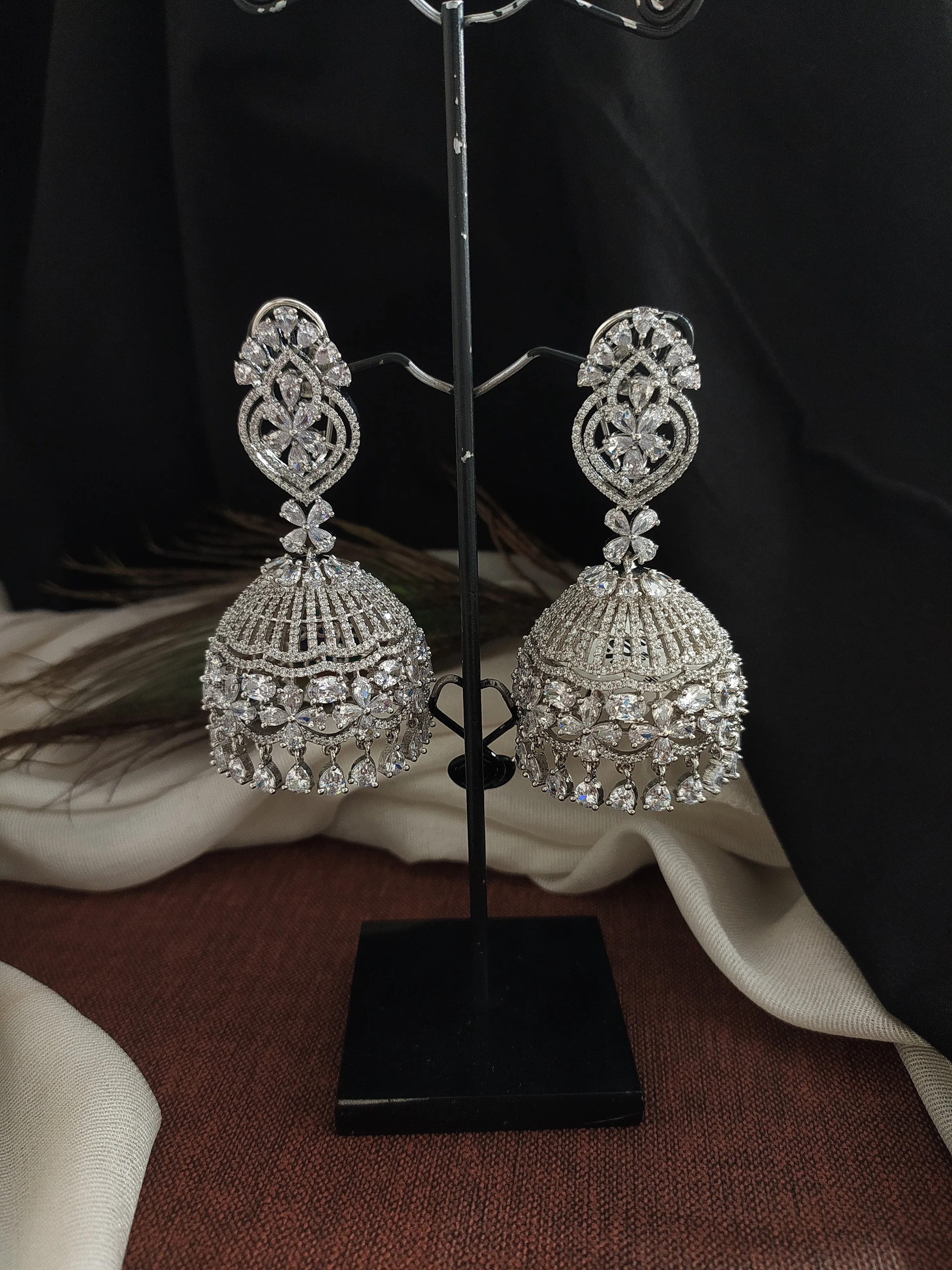 Radiant Bridal Jhumki Earrings with Zircon Stones