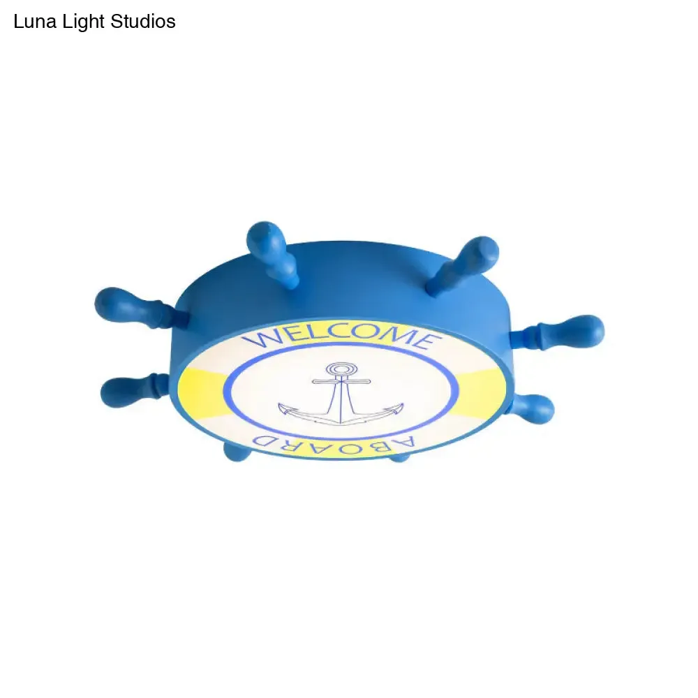 Rudder Flush Ceiling Light: Acrylic LED Bedroom Fixture in Blue/Yellow