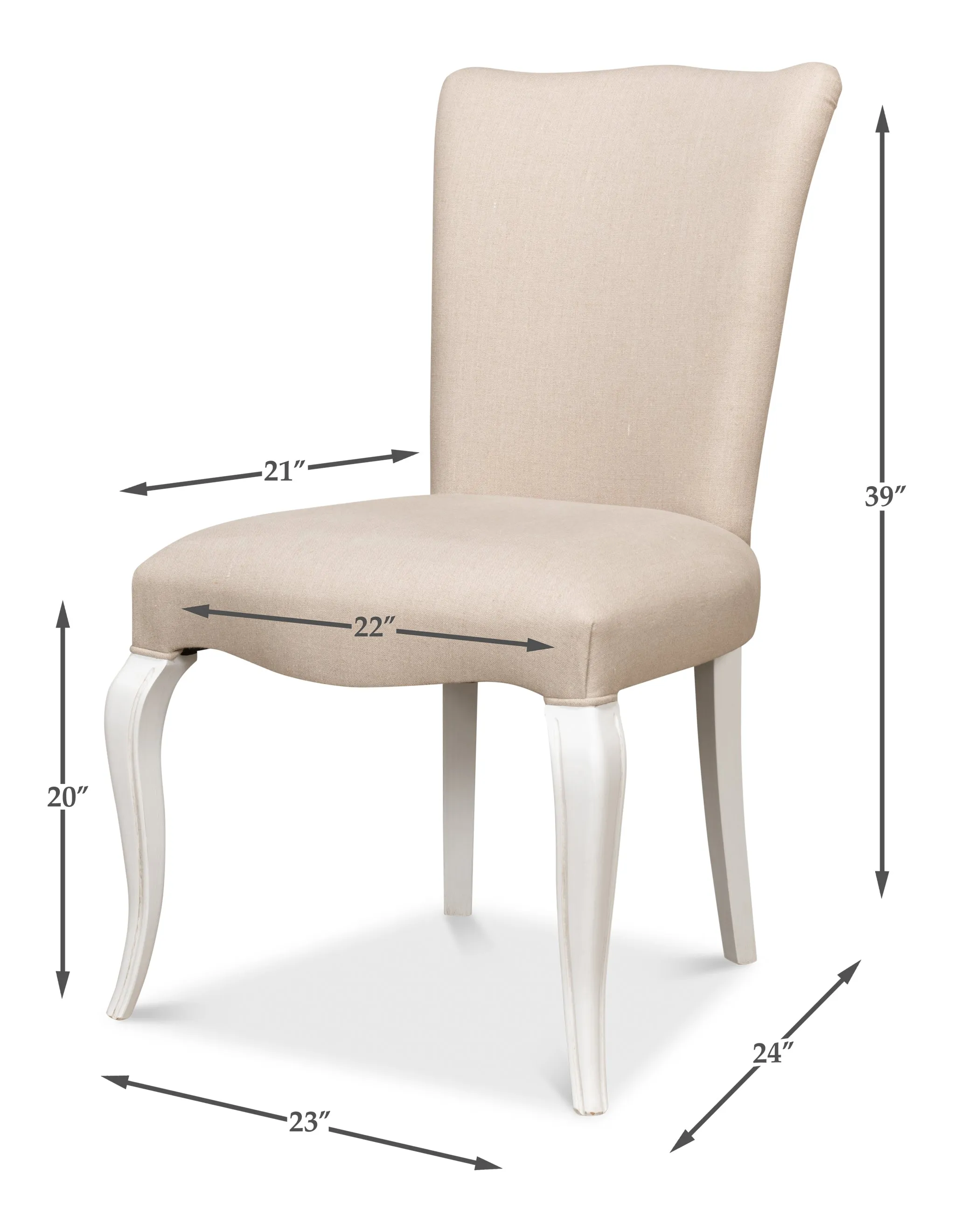 Sarreid - Sidechair  Cortina White W/ Linen Flax - White - Traditional