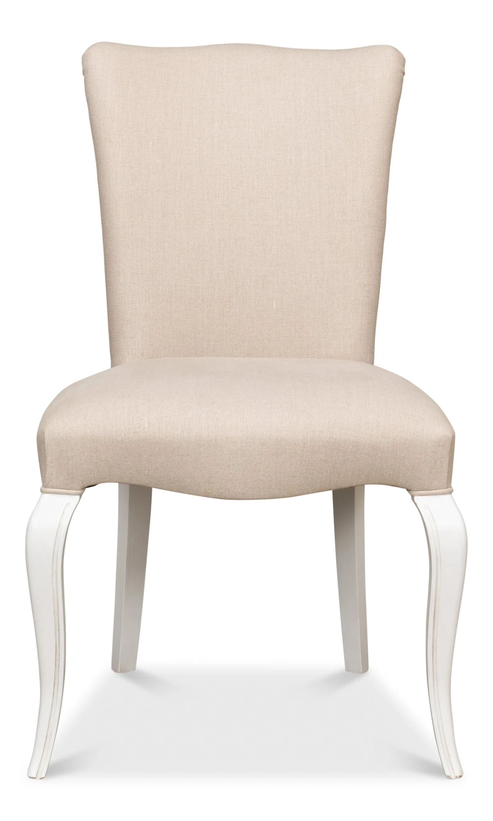 Sarreid - Sidechair  Cortina White W/ Linen Flax - White - Traditional