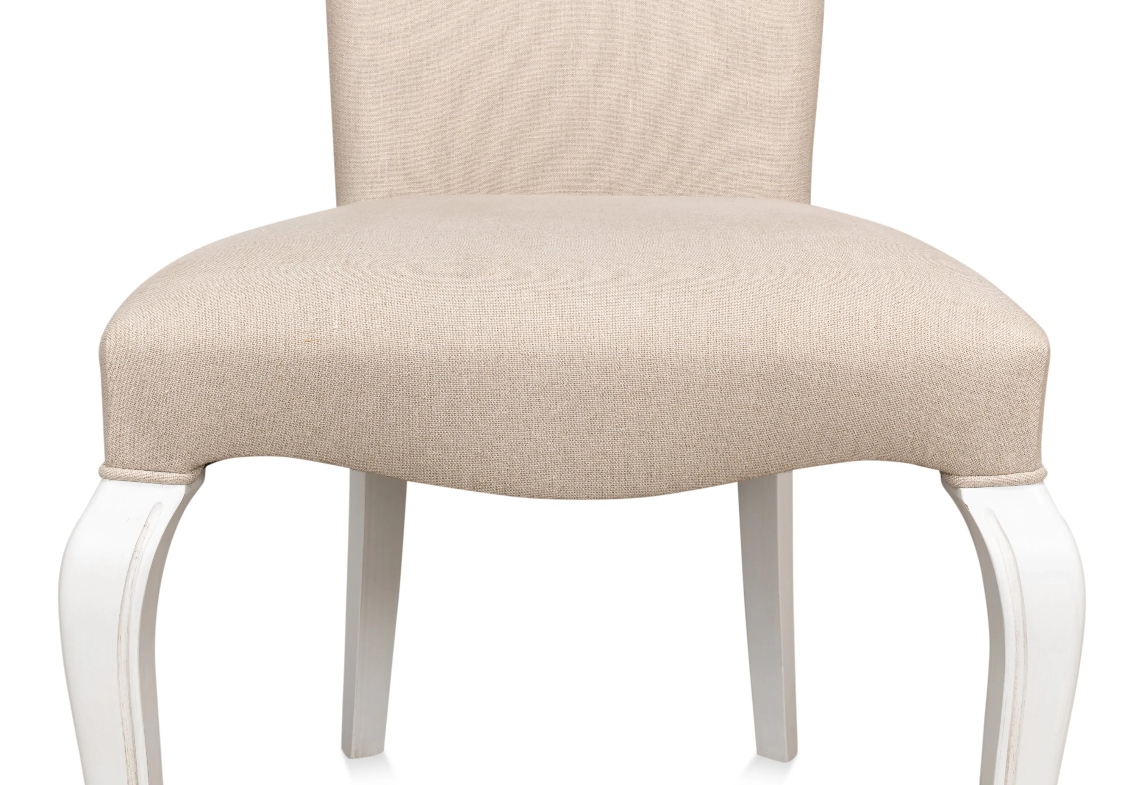 Sarreid - Sidechair  Cortina White W/ Linen Flax - White - Traditional