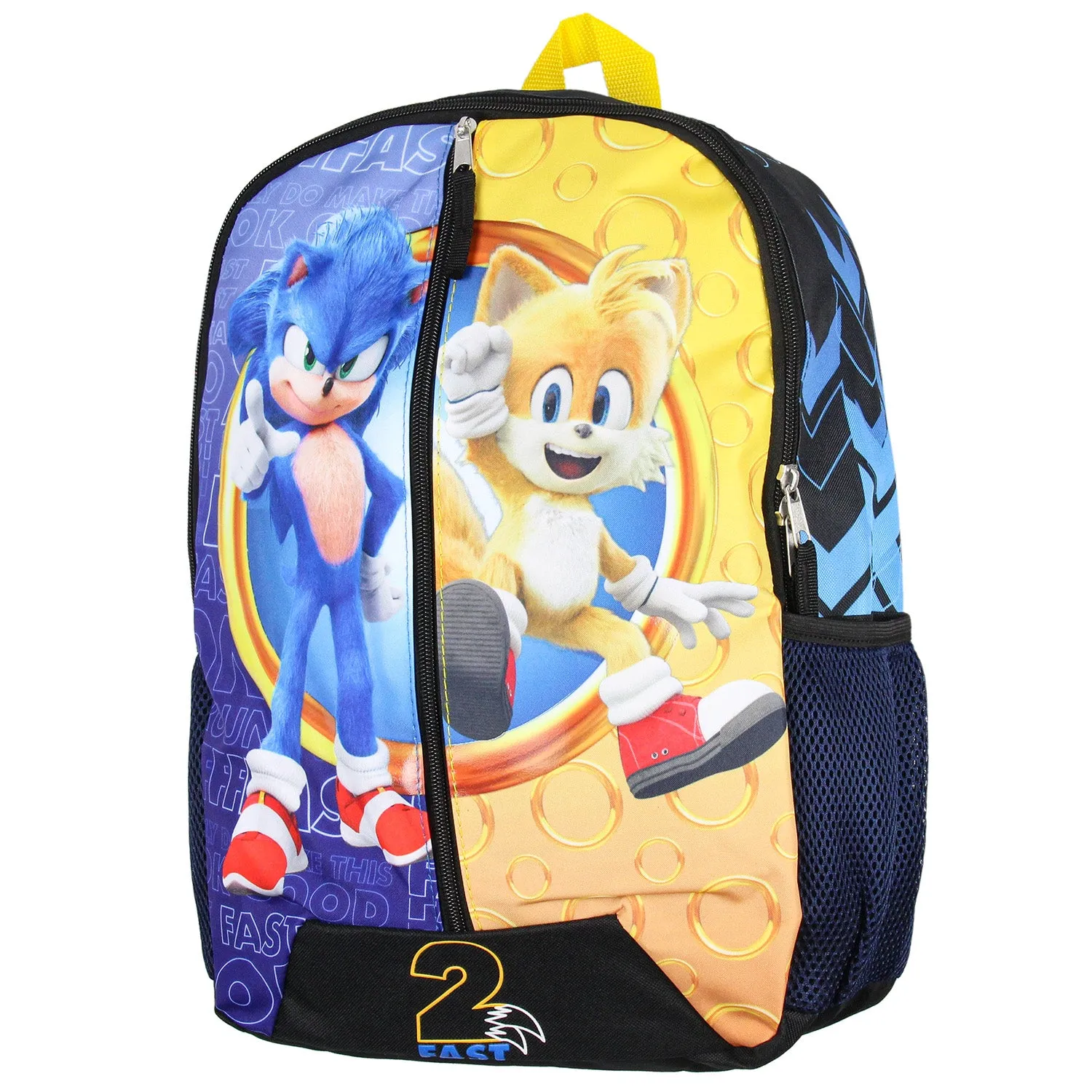 Sonic The Hedgehog Backpack Sonic And Tails 2 Fast Molded 16" Backpack Tote Bag