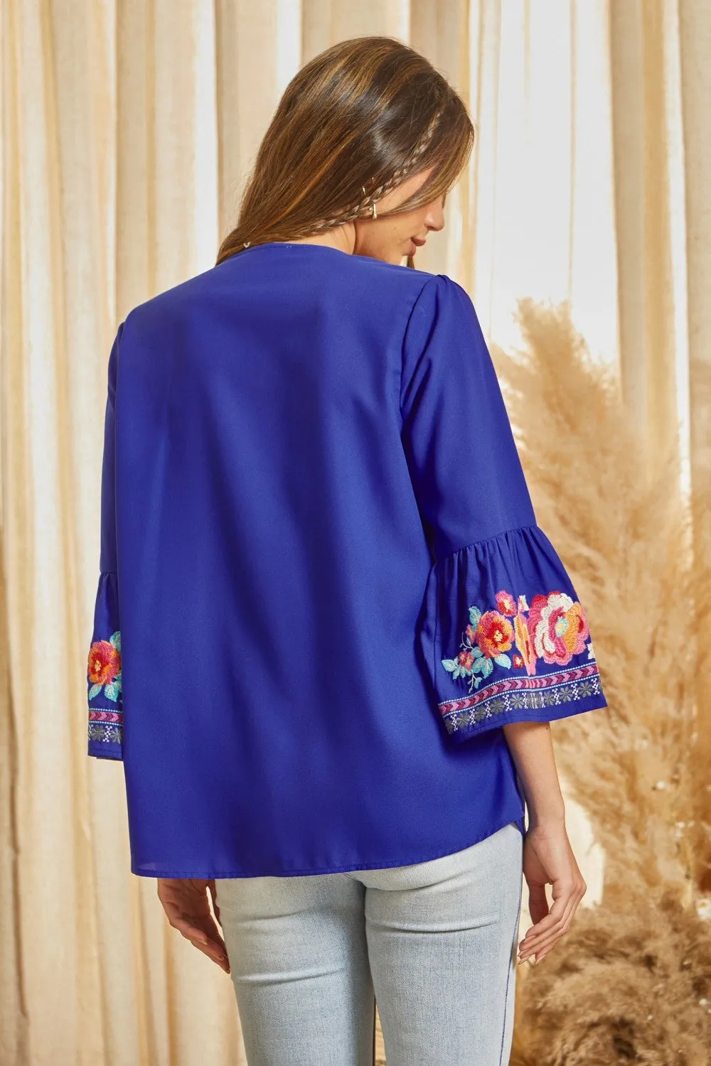 South Beach Embroidered Top, Cobalt