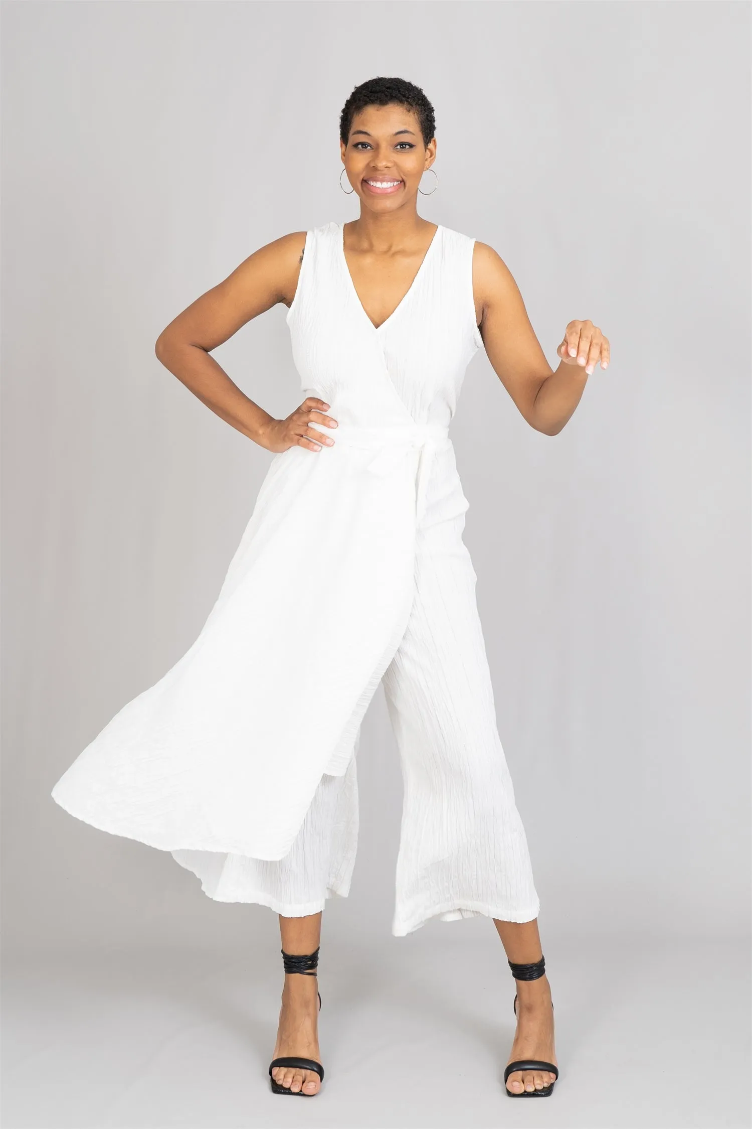 Step in Style AA23003 Belted Sleeveless Jumpsuit