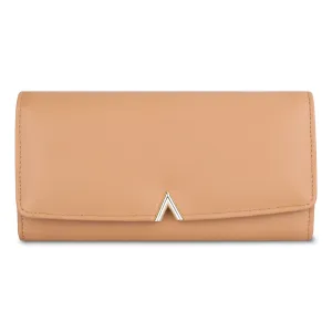 THE CLOWNFISH FashionFinesse Collection Faux Leather Bi-Fold Womens Wallet Clutch Ladies Purse with Multiple Card Slots (Light Brown)