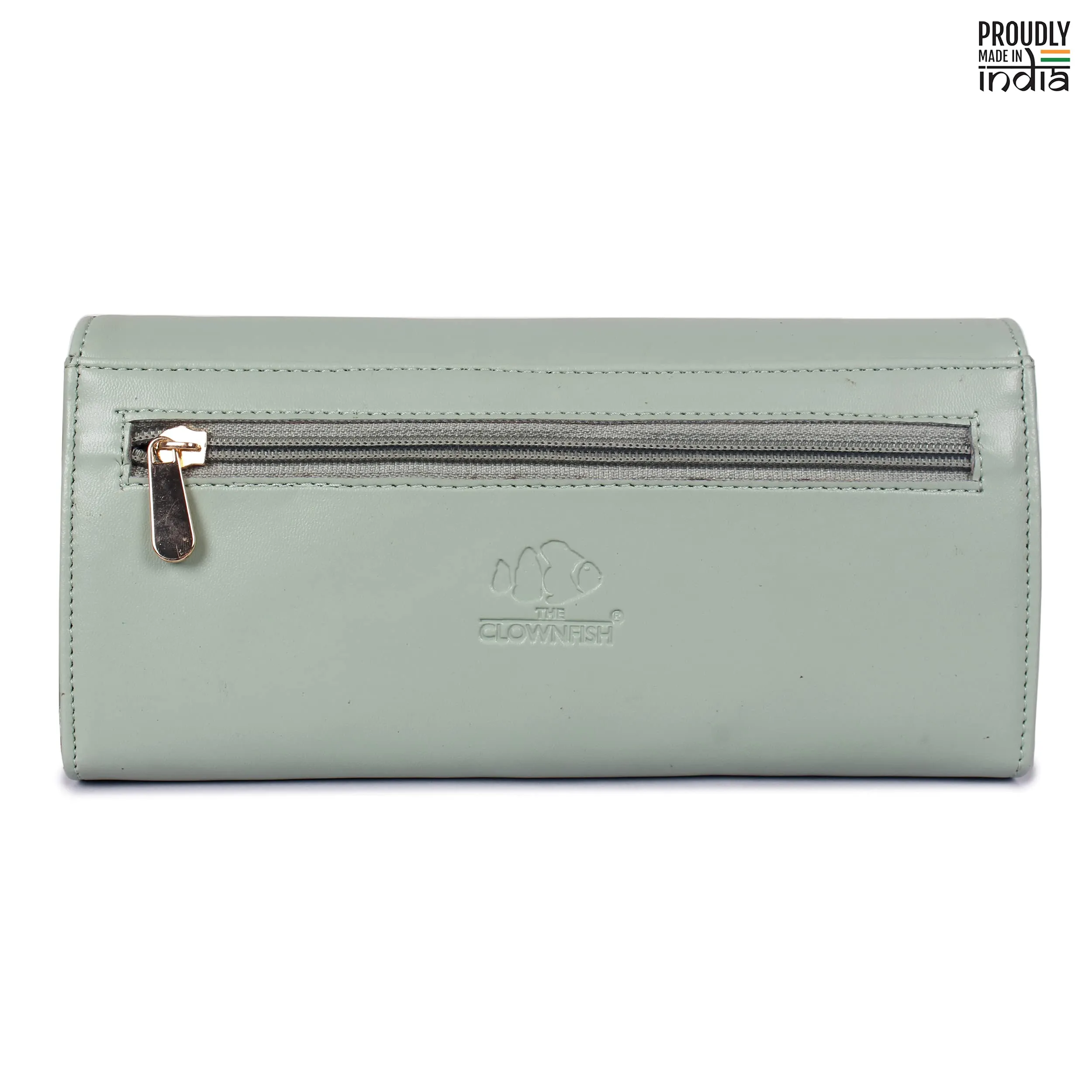 THE CLOWNFISH Ivana Series Womens Wallet Clutch Ladies Purse Sling Bag with multiple card slots (Pistachio Green)