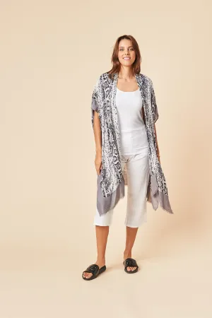 THE SNAKE PRINT KIMONO IN STALE GREY