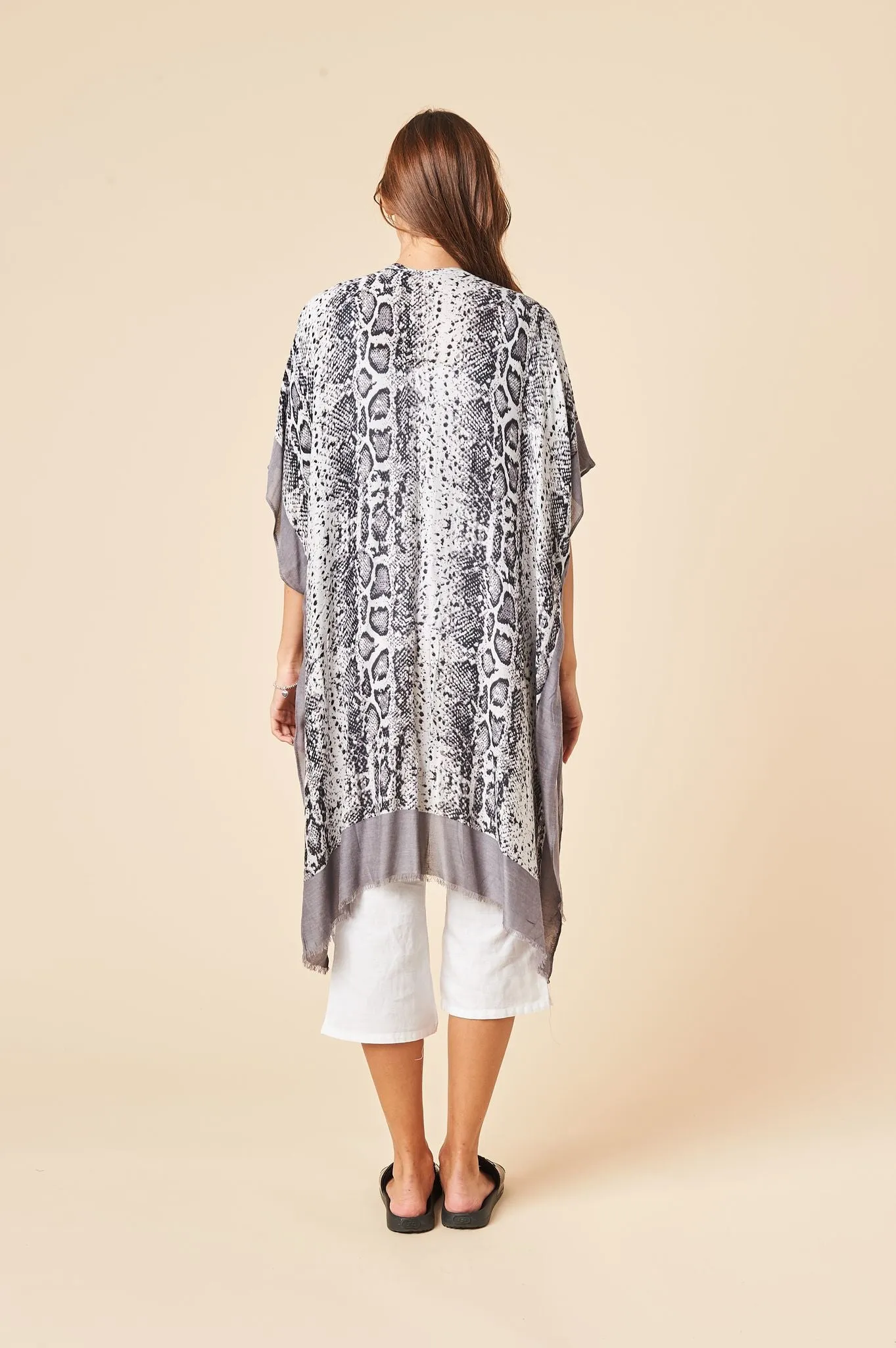 THE SNAKE PRINT KIMONO IN STALE GREY