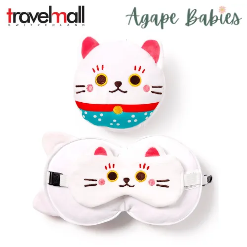 Travelmall 3D Maneki Neko Shaped Travel Pillow & with Eye Mask Set