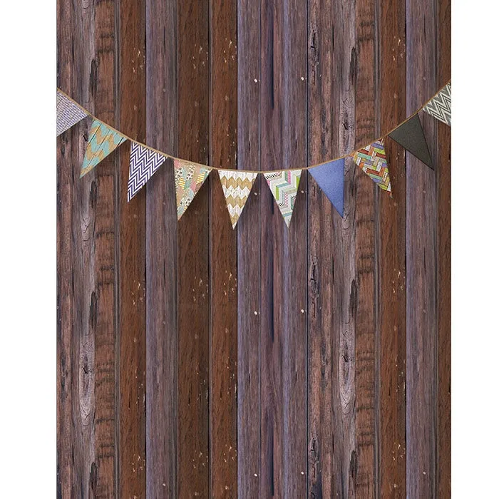 Vintage Wood Bunting Printed Backdrop