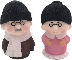 VINTAGER Miniature Grand Parents Winter Wear, Dada Dadi Figurine, Miniature Cute Couple for Decoration & Gift Article (Set of 2 pcs)