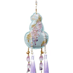 Wisteria Embroidery Auspicious Gourd Pendant Hanfu Pendant Accessory Chinese Gift