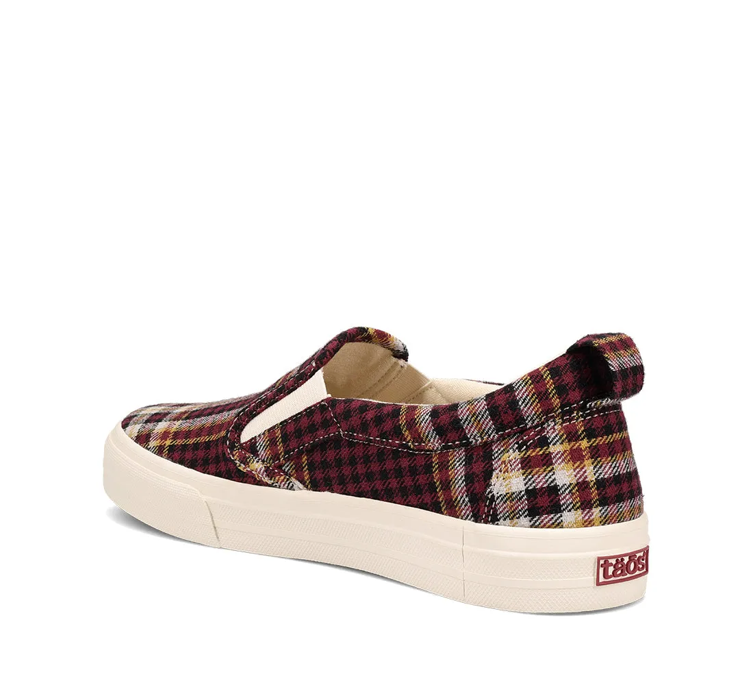 Women's Taos Rubber Soul Color: Burgundy Plaid