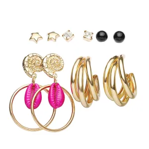 Yellow Chimes Combo Earrings for Women Set of 5 Pairs Gold Plated Combo Studs Hoop Earrings Set For Women And Girls