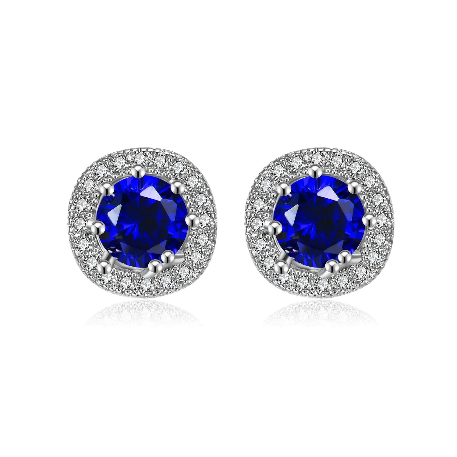 Yellow Chimes Elegant Latest Fashion Silver Plated Blue Crystal designer Stud Earrings for Women and Girls (Blue)