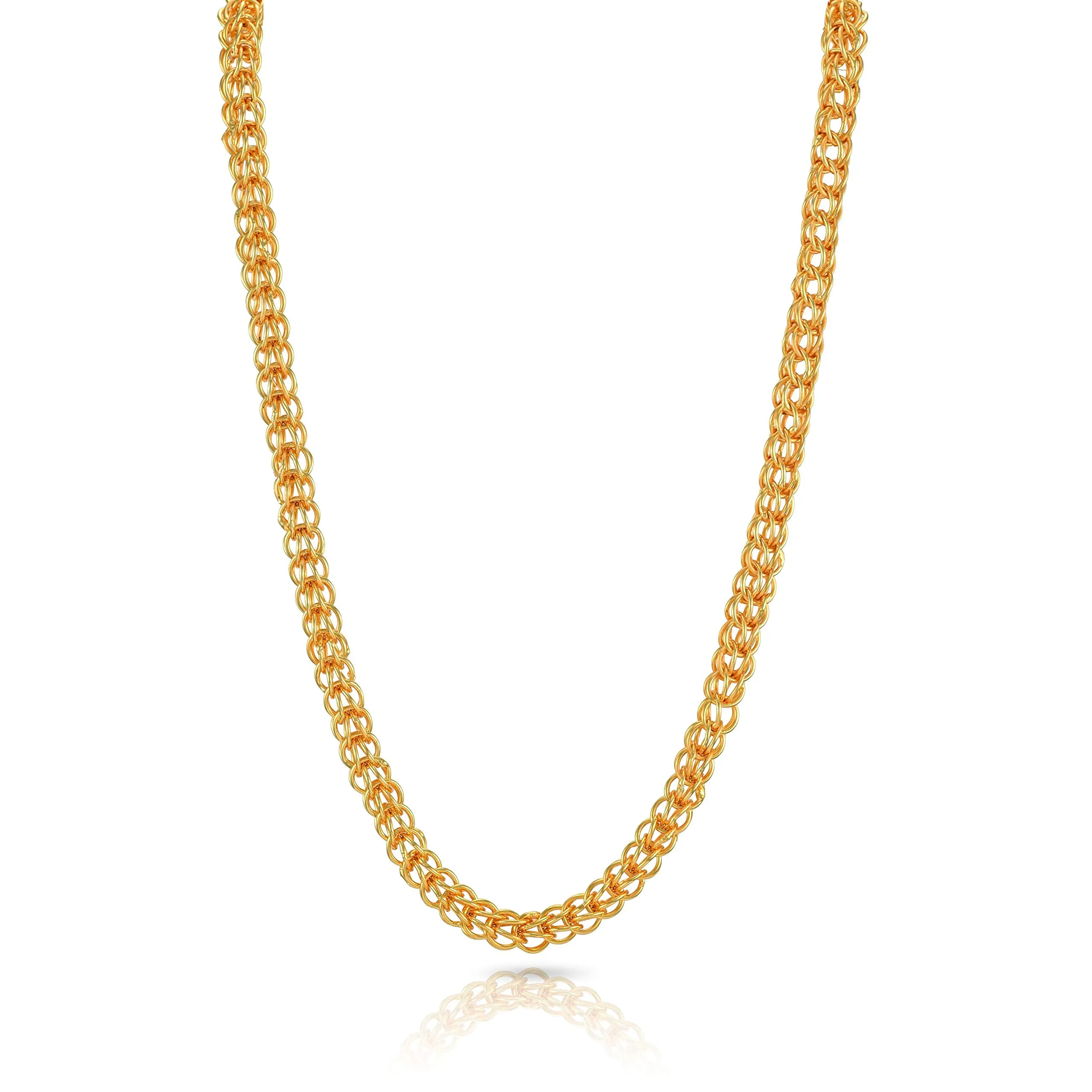 Yellow Chimes Gold Plated Latest Fashion Broad Long Interlinked Neck Chains for Men and Boys