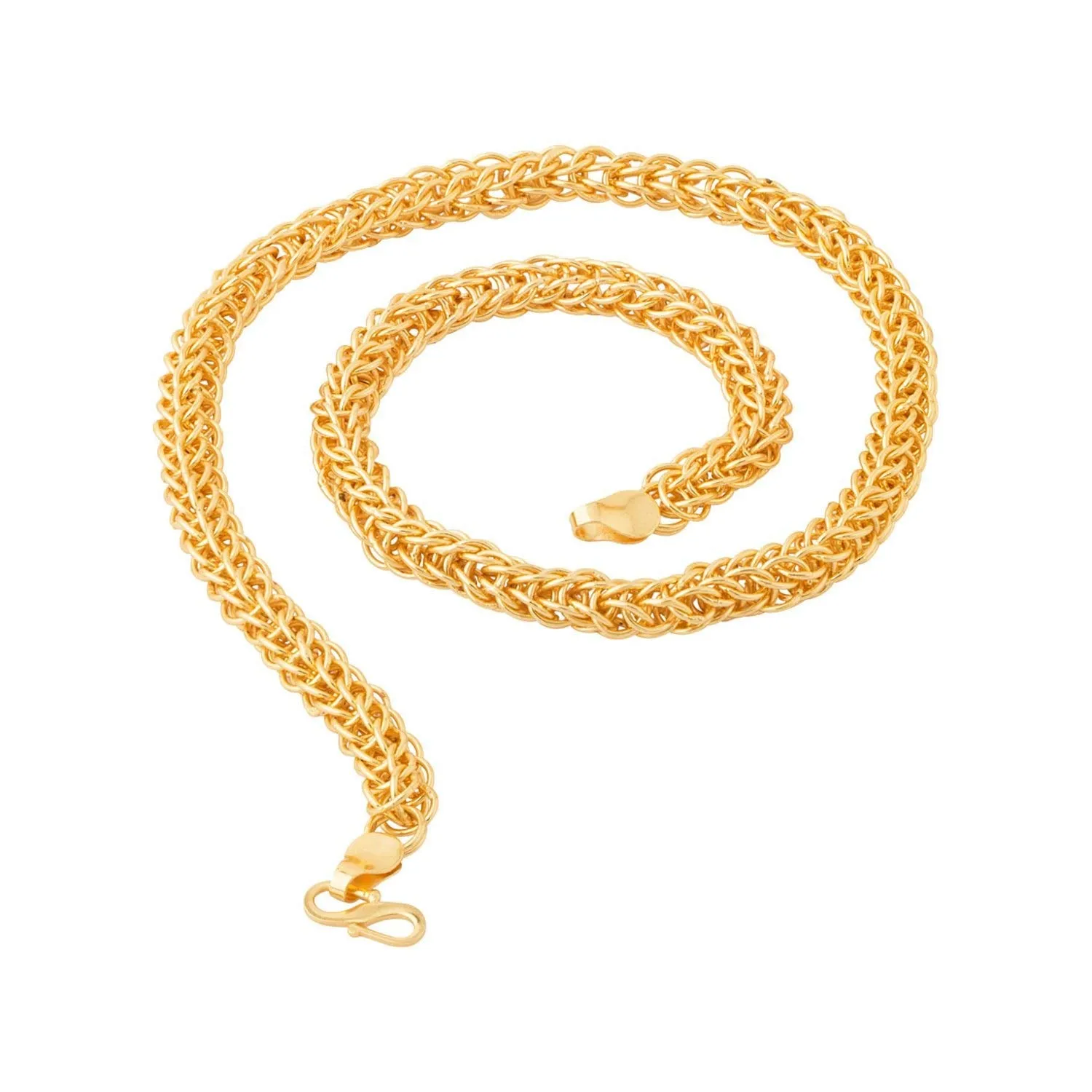 Yellow Chimes Gold Plated Latest Fashion Broad Long Interlinked Neck Chains for Men and Boys