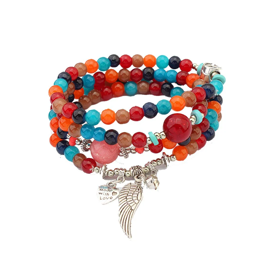 Yellow Chimes Multicolor Stones Fashion Wrap Unisex Bracelet For Women And Girls.