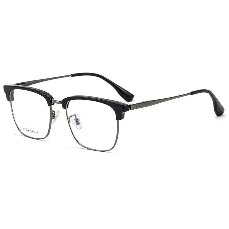 Yimaruili Men's Full Rim Square Acetate Titanium Eyeglasses 8653cmh