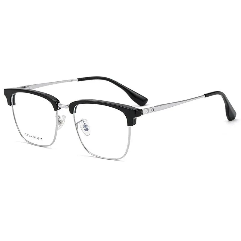 Yimaruili Men's Full Rim Square Acetate Titanium Eyeglasses 8653cmh