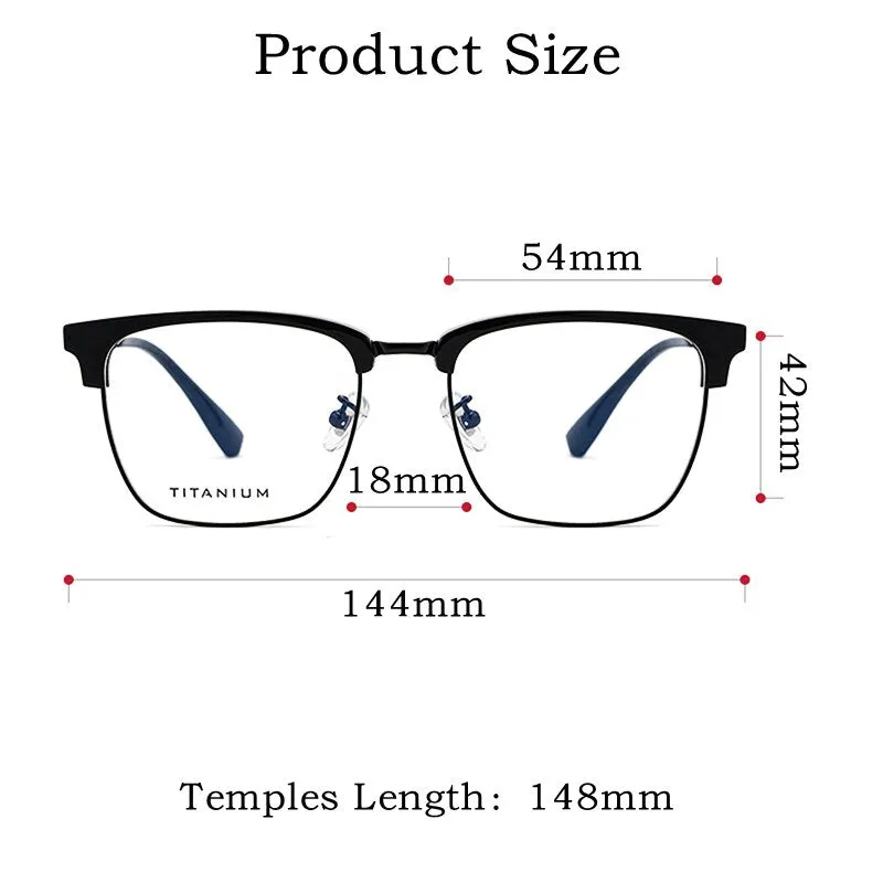 Yimaruili Men's Full Rim Square Acetate Titanium Eyeglasses 8653cmh