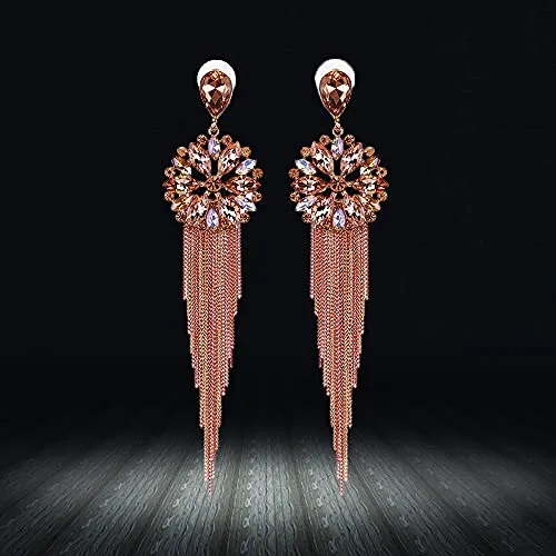 YouBella Jewellery Earrings For Women Crystal Tassel Handmade Earrings For Girls And Women (Peach)