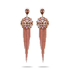 YouBella Jewellery Earrings For Women Crystal Tassel Handmade Earrings For Girls And Women (Peach)