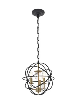 ZC121-LD5055D12BRB - Living District: Wallace 3 light Matte Black and Brass Pendant